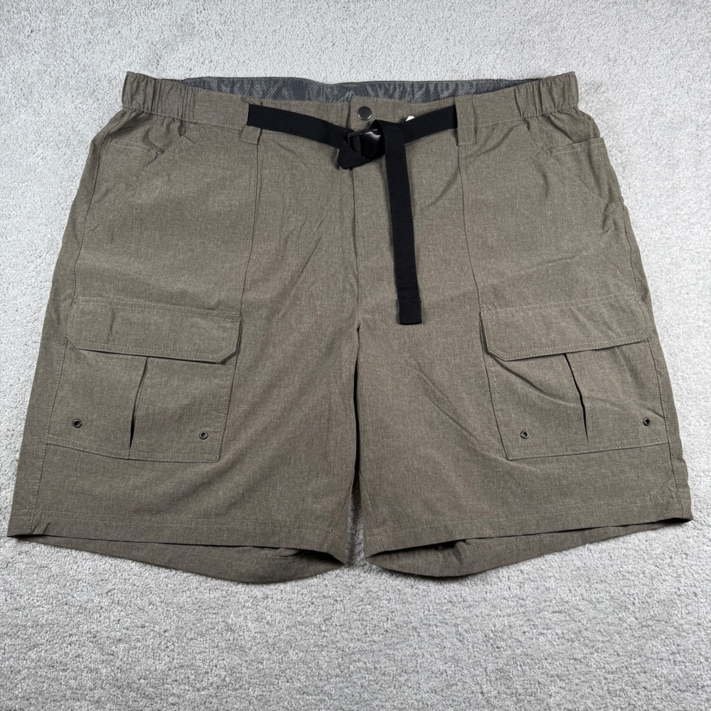 Croft & Barrow Cargo Shorts Men 48 Brown Hiking Outdoor Belted Stretch Casual